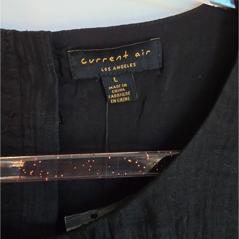 Anthropologie NWT Current Air Black Sequin Back Blouson Sleeve Top SZ Large Glam - Picture 10 of 13